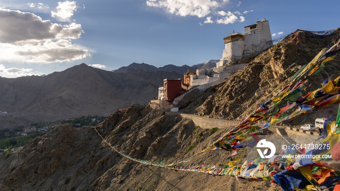 Fort and Namgyal Tsemo Monastery or red gompa is main Buddhist centre in Leh Ladakh, India.