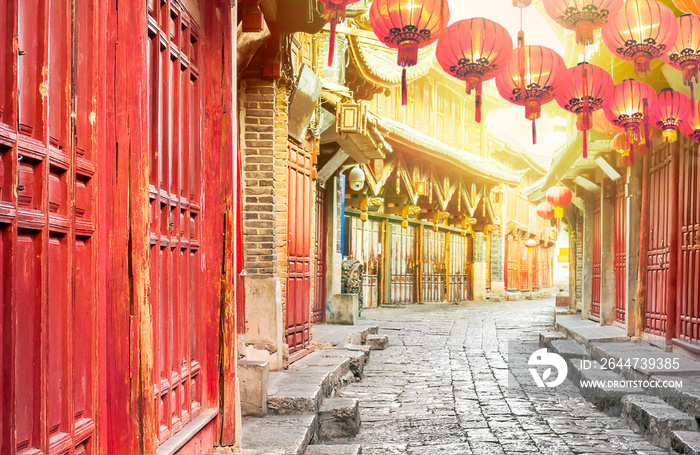 Chinese old town in the morning , Lijiang Yunnan ,China