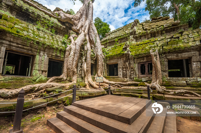 Ancient buddhist khmer temple in Angkor Wat, Cambodia.Ta Prohm Prasat