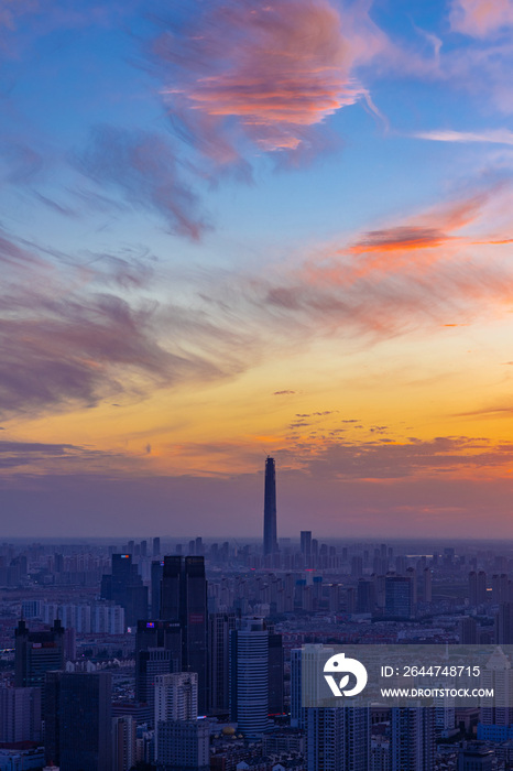 天津城市夕阳风光