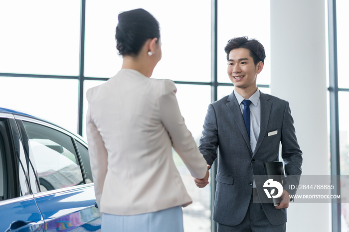 年轻女子选购汽车