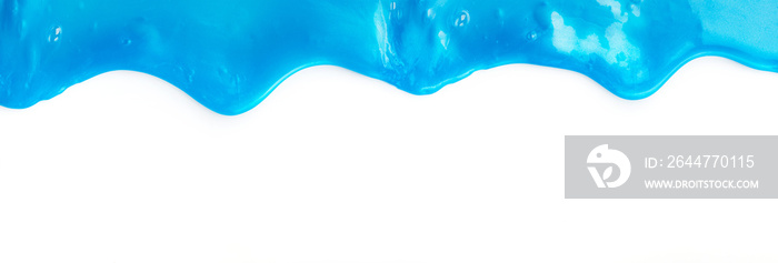 Banner with abstract blue shiny substance or slime