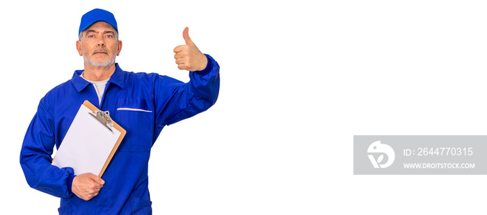 worker in uniform isolated on white background