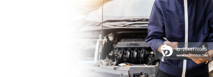 Automobile mechanic repairman hands repairing a car engine automotive workshop with a wrench, car service and maintenance,Repair service.