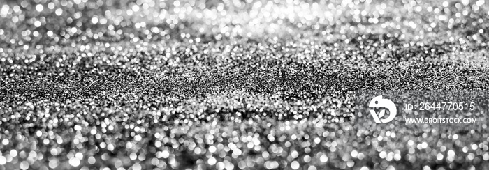 black and white glitter texture christmas abstract - panoramic background or bokeh with blank space