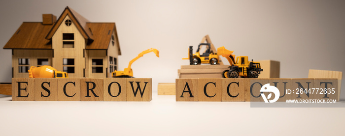 Escrow account was created from wooden cubes. Finance and Banking.