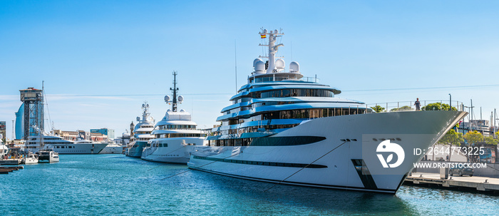 Super Yachts in Port of Barcelona, Spain, Europe