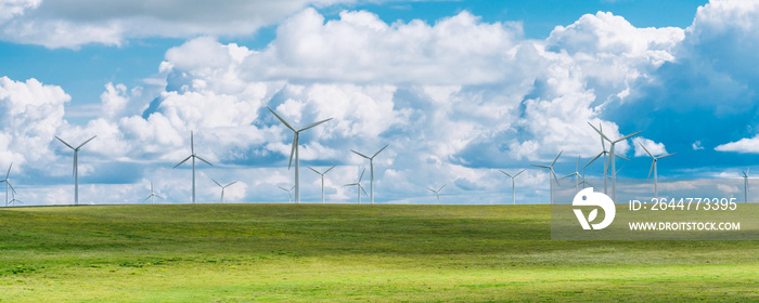 Wind farms on the grassland of Huitengxile, Inner Mongolia, China