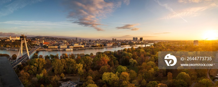 Autumn panorama of Bratislava, Slovakia capitol