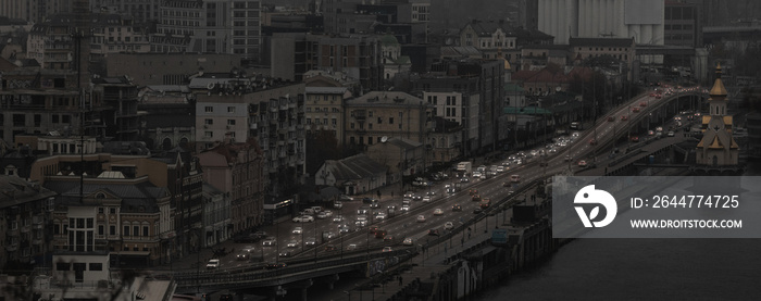 Kyiv during blackout. War in Ukraine.