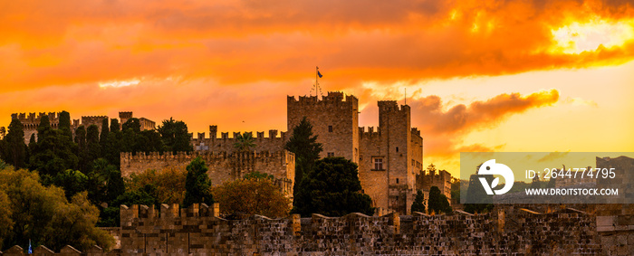 Medieval Castle of the Knights old town of Rhodes Island