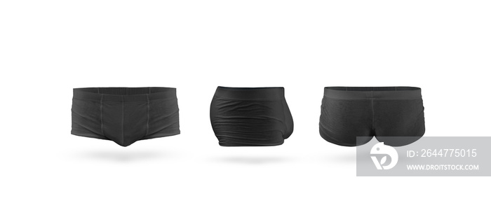 Blank black mens trunks underwear mockup set, isolated