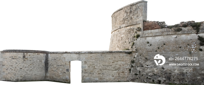 Isolated PNG cutout of a fortified medieval building on a transparent background, ideal for photobashing, matte-painting, concept art