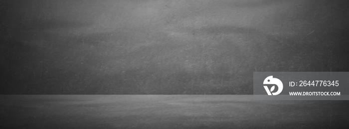 black blackboard, chalkboard texture horizantal studio and showroom banner background