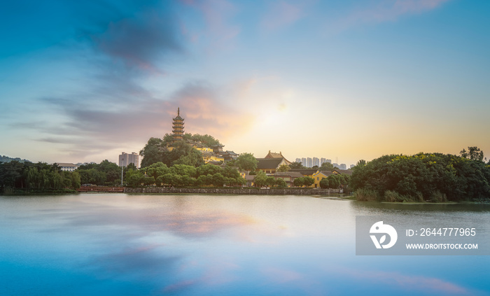 Jinshan is a Buddhist holy place in the south of the Yangtze River. Zhenjiang, China.