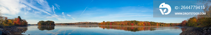 Reflection of Colorful Autumn at Cambridge Reservoir