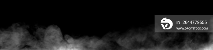 Panorama smoke steam isolated black background