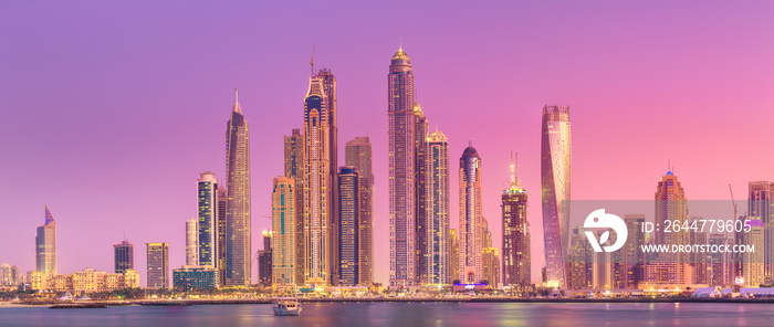 Dubai Marina bay view from Palm Jumeirah, UAE