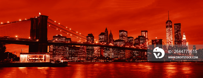 Manhattan and Brooklyn Bridge at night