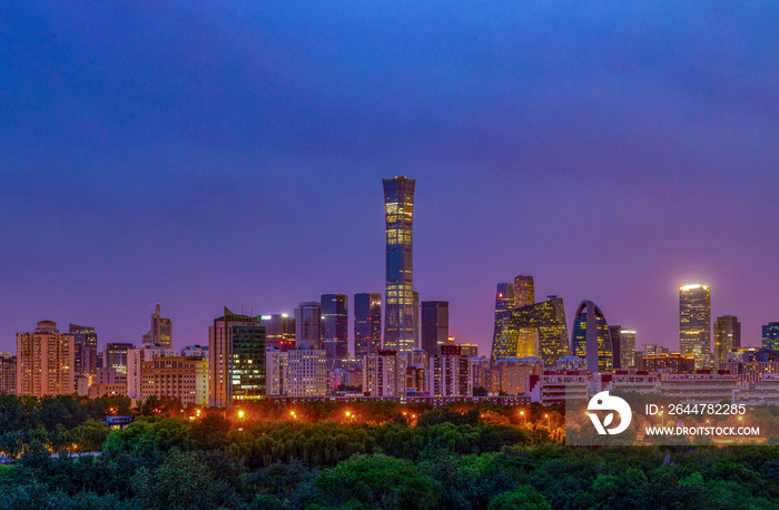 北京国贸CBD中央商务区城市夜景风光