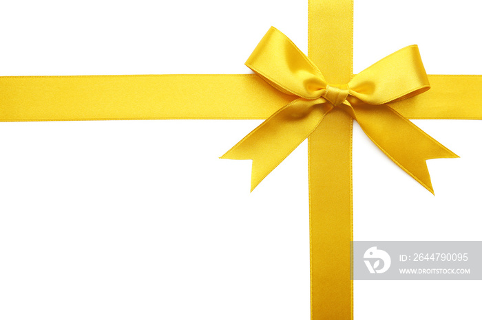 Golden ribbon on white background