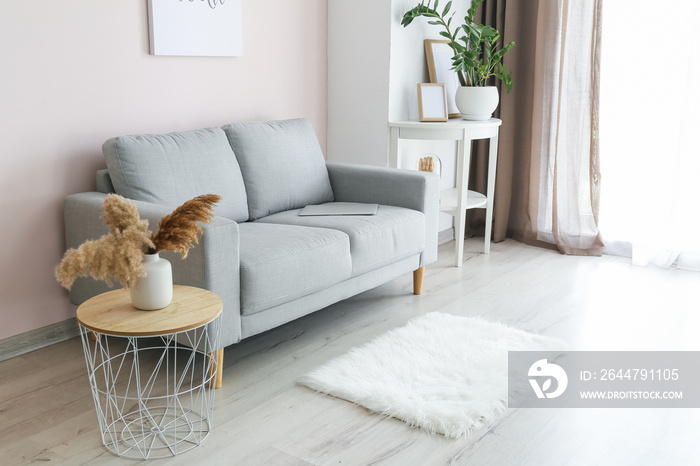 Interior of modern room with sofa