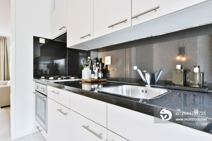 Comfortable cozy kitchen island in elegant house