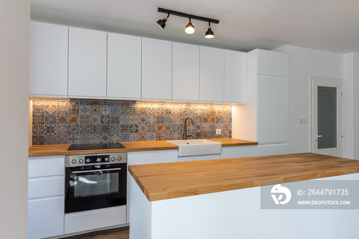 New modern kitchen. New home. Interior photography.