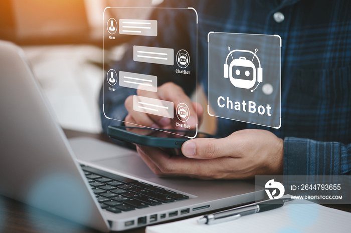 Using system AI Chatbot in computer or mobile application to uses artificial intelligence chatbots a
