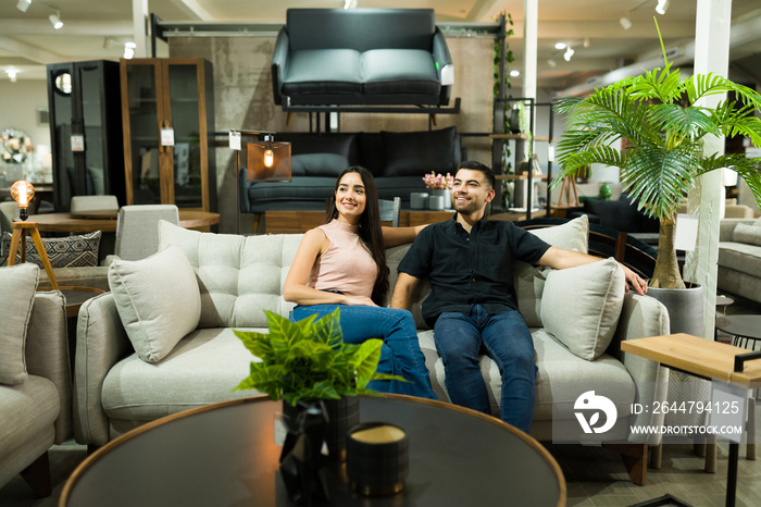 Husband and wife at the furniture store