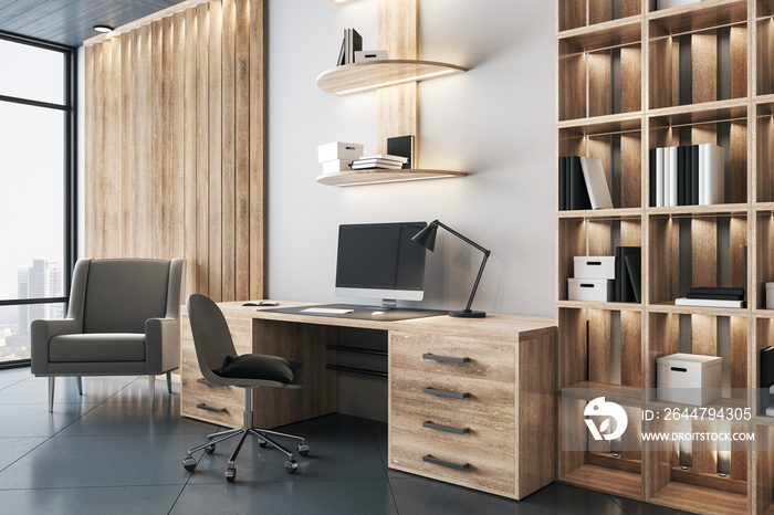 Modern wooden ceo office interior