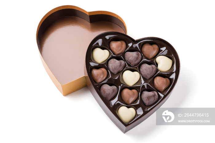 Box of Heart Shaped Chocolates. Valentines Candy