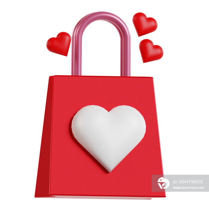 3d shopping bag valentine icon