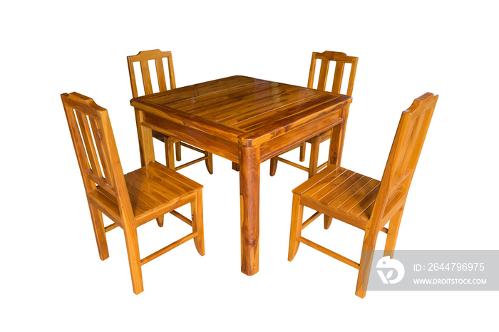 Wooden dining table set.