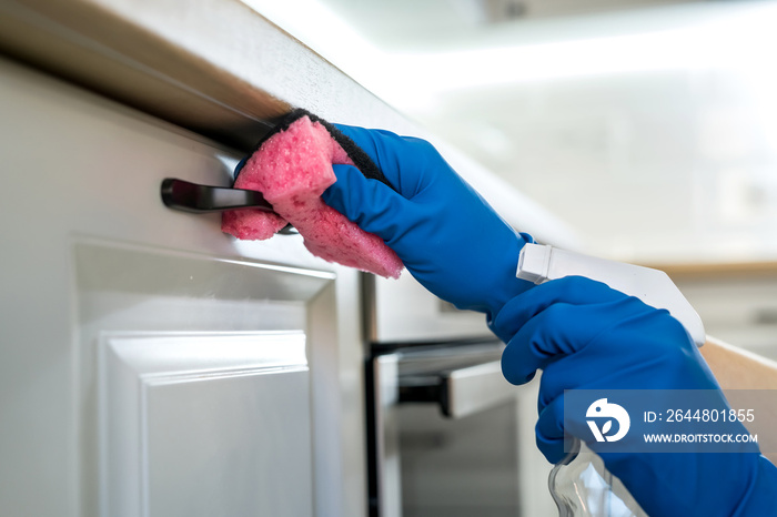 woman cleans in the kitchen. concept of cleanliness and order.