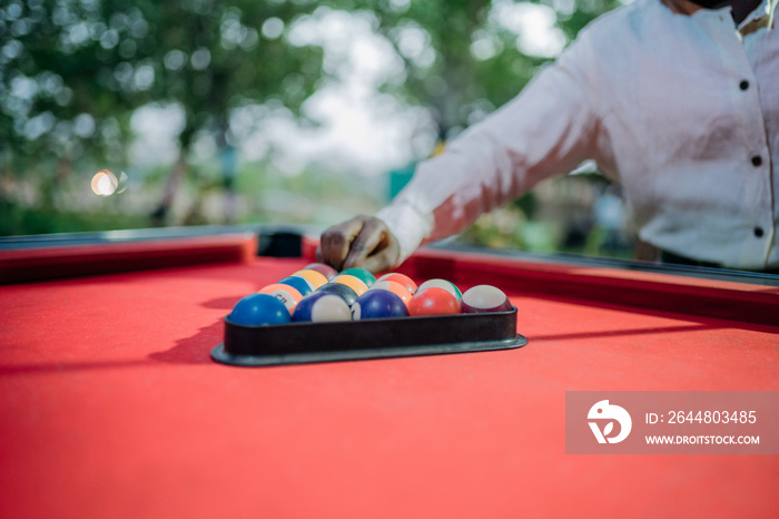 Billiard balls on a table