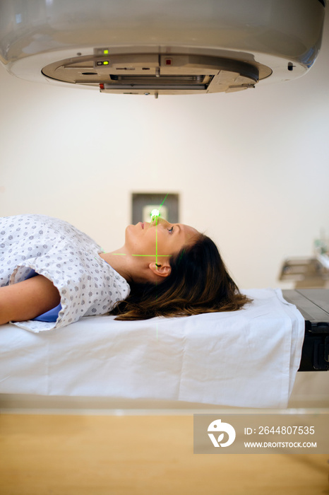 Side view of patient during MRI scanning