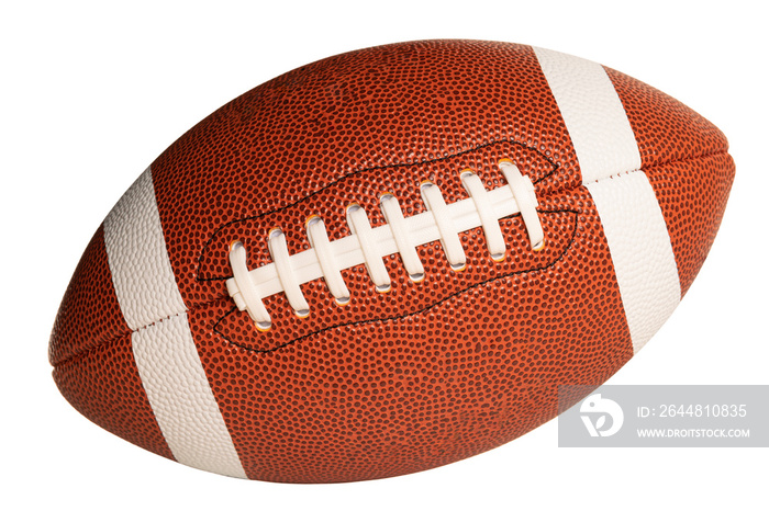 Leather American football on white background, full ball