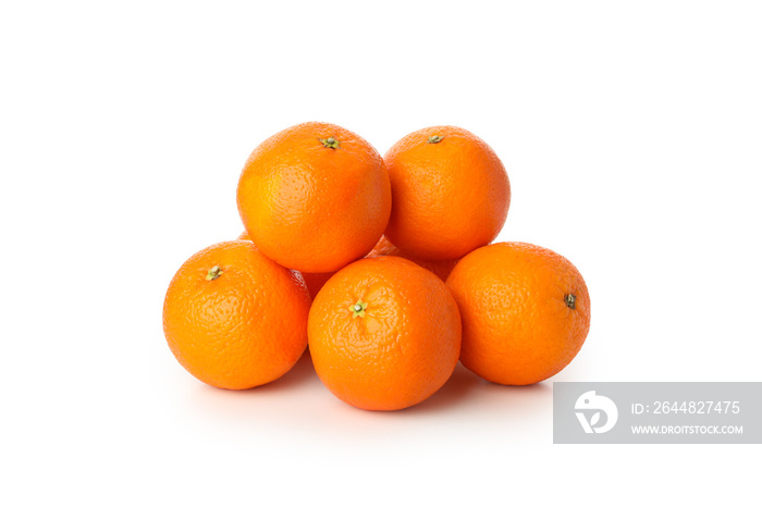 Group of ripe mandarins isolated on white background