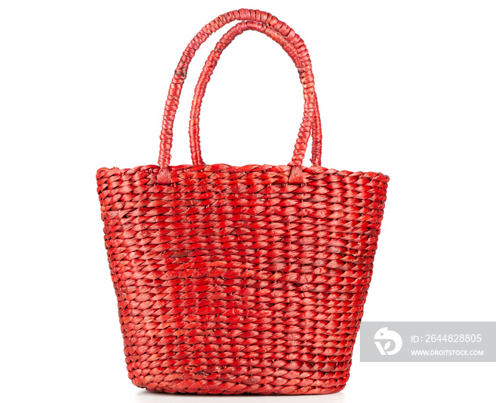 Red beach bag isolated on white background