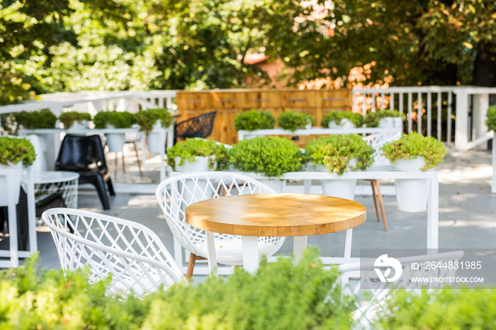 empty terrace cafe restaurant on outdoor, use for background.