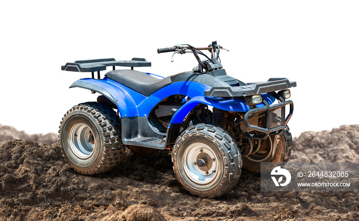ATV Quad bike, All-Terrain vehicle, on the ground isolated on white background with clipping path