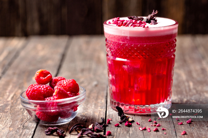 Love Affair cocktail served with raspberries