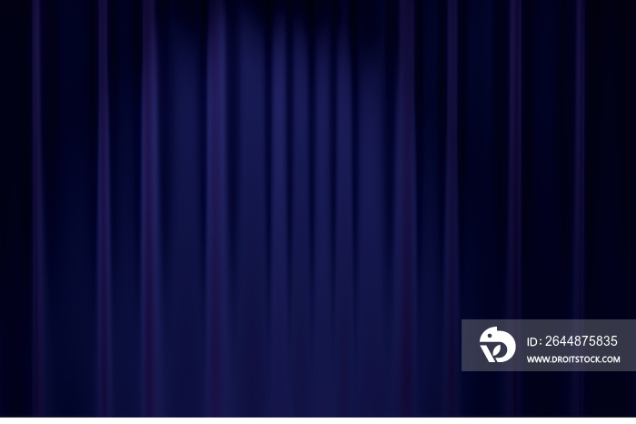 blue stage backdrop curtain classic theater background 3D render