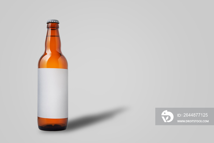 Beer bottle mockup. Isolated full bottle of lager beer with blank labels