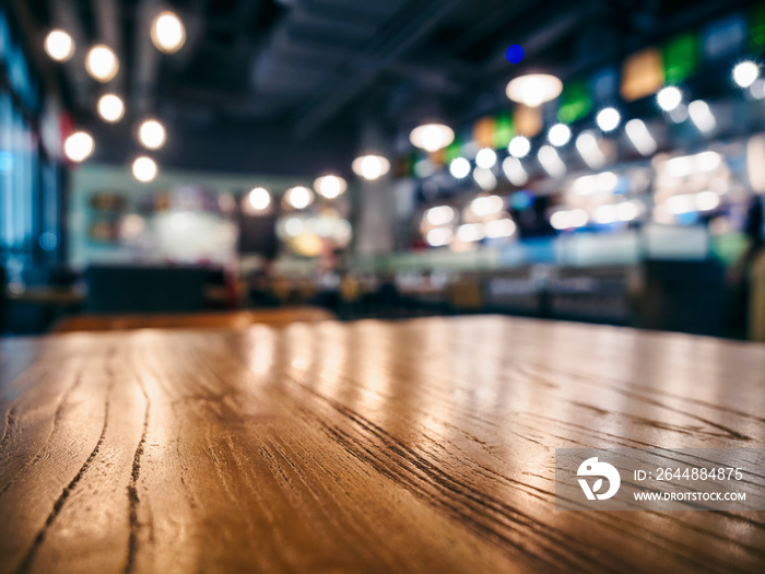 Table top wooden counter Blur Bar cafe restaurant background