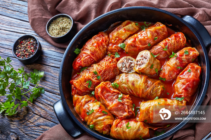 cabbage rolls stuffed with ground beef