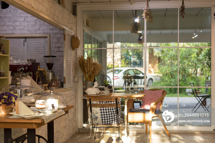 Chair and cushion decoration and furniture in coffee shop