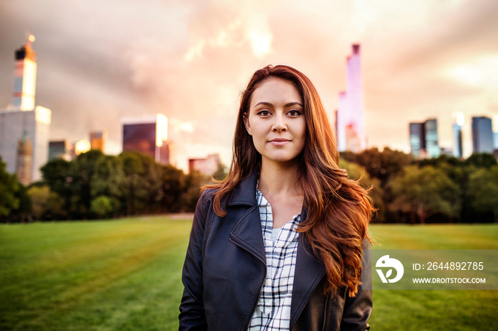 Portrait of young woman in Central Park