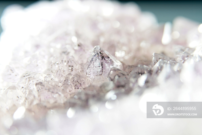 Quartz also called deep quartz photographed in studio in front of black background in Marco mode